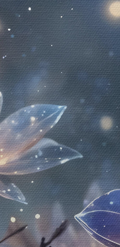 Group of flowers with glowing lights on them Group of flowers with glowing lights on them