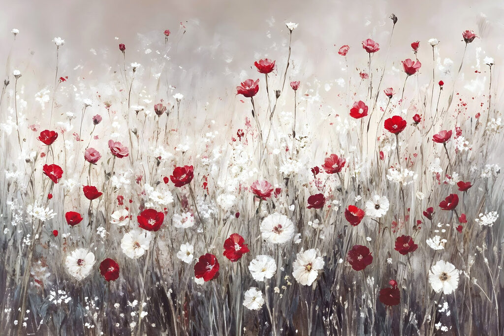 Painting of red and white flowers