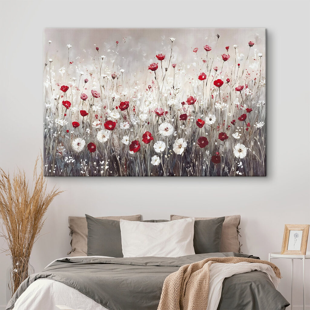 Painting of red and white flowers