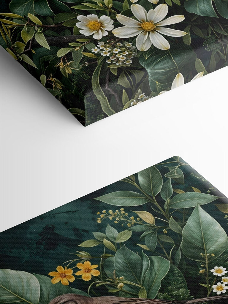 Birds on a branch with flowers