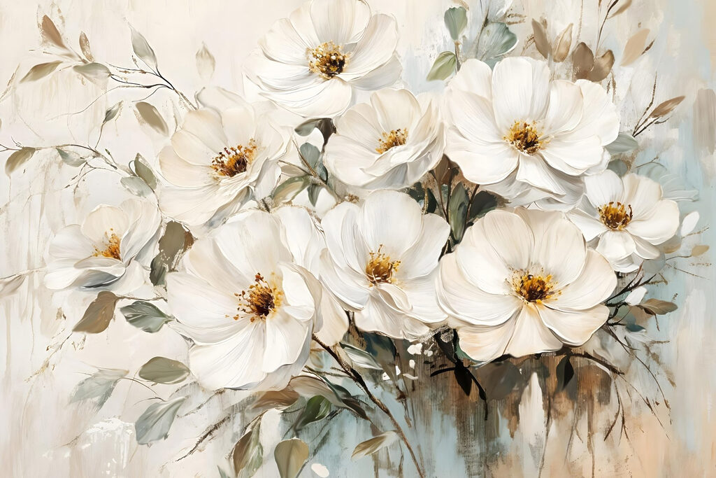 Painting of white flowers Painting of white flowers