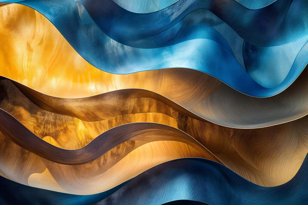 Blue and yellow wavy lines