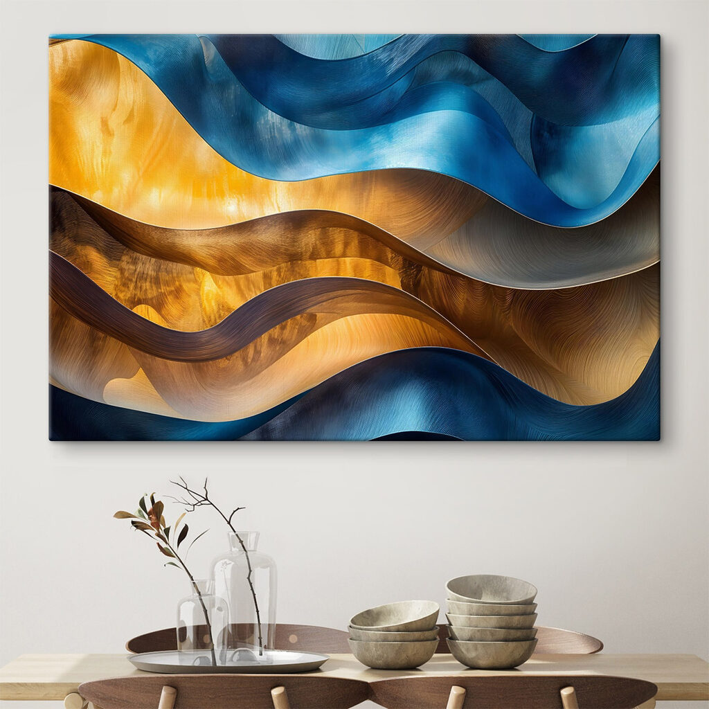 Blue and yellow wavy lines