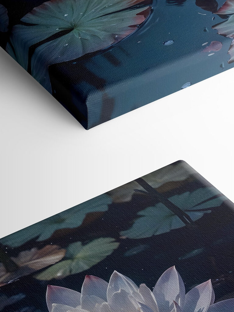 Group of white flowers in a pond