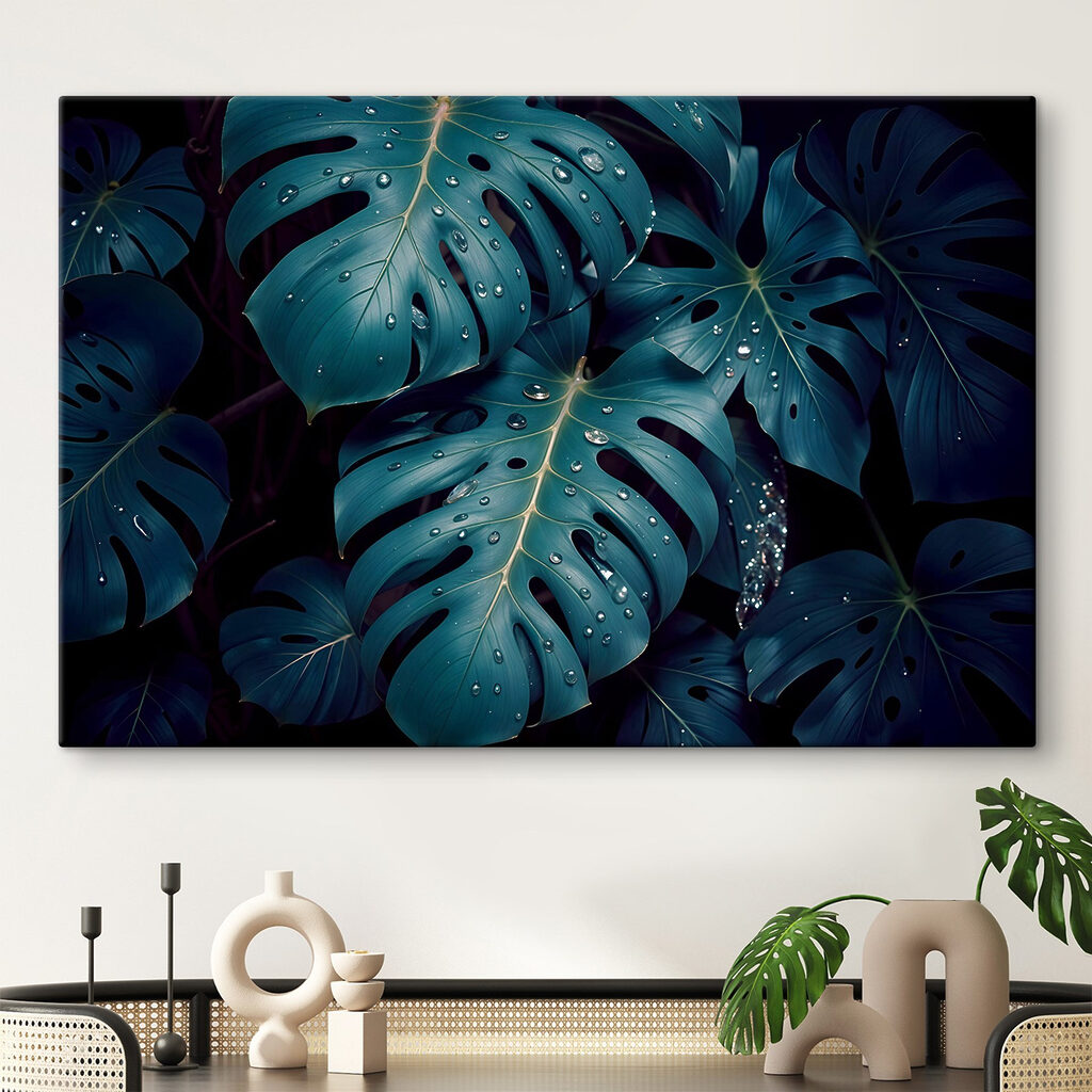 Lush leaves adorned with delicate droplets Lush leaves adorned with delicate droplets