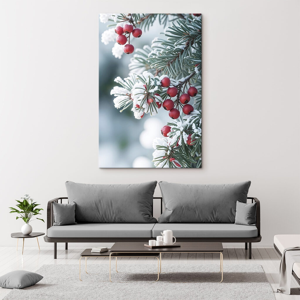 Winter berries amidst frosty branches Winter berries amidst frosty branches