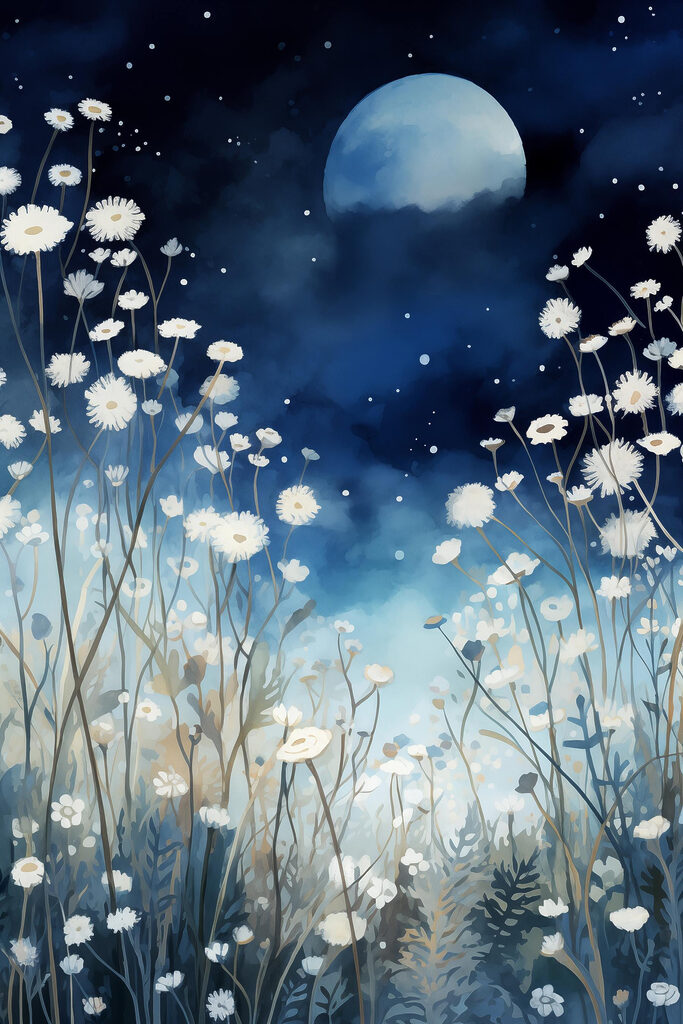 Painting of white flowers Painting of white flowers