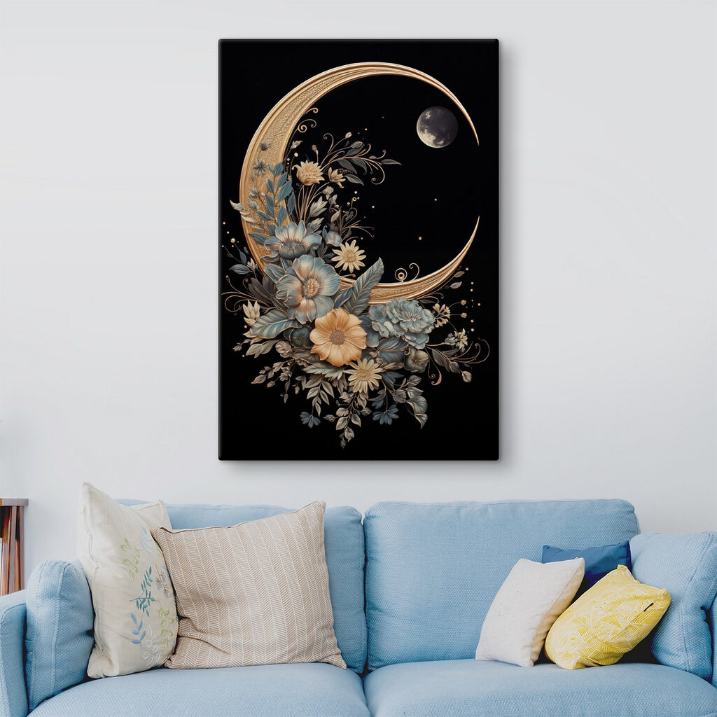 Moon with flowers and leaves Moon with flowers and leaves