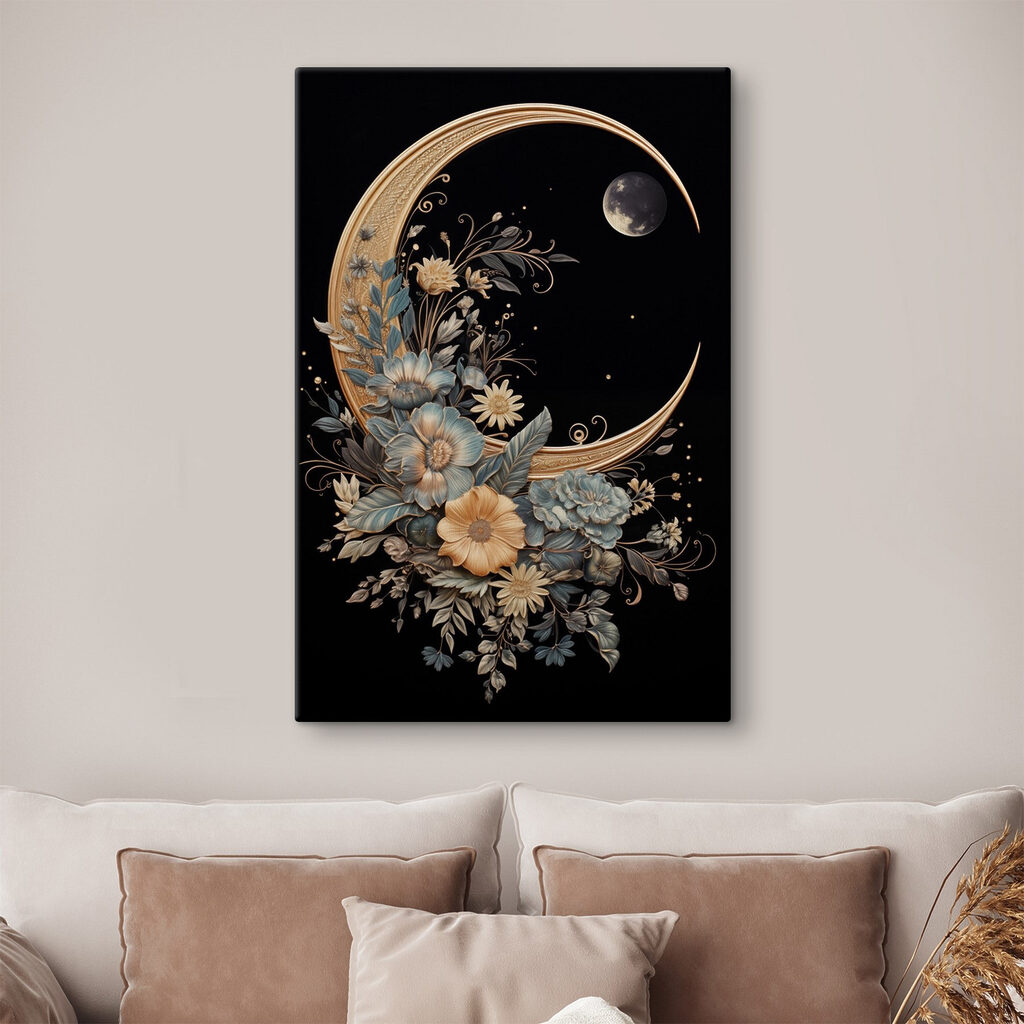 Moon with flowers and leaves Moon with flowers and leaves