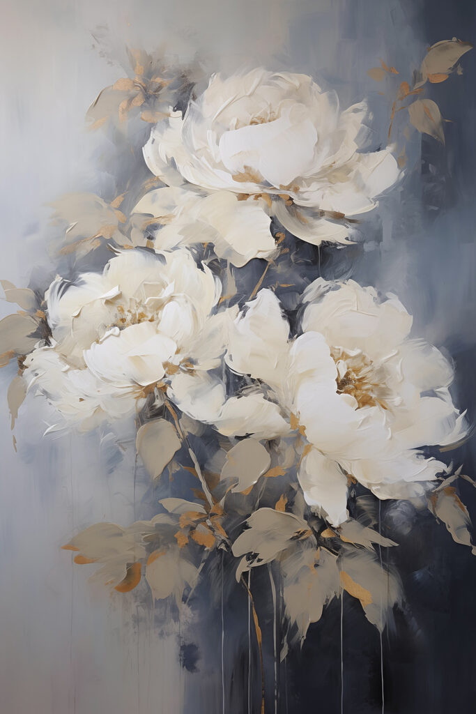 Painting of white flowers Painting of white flowers