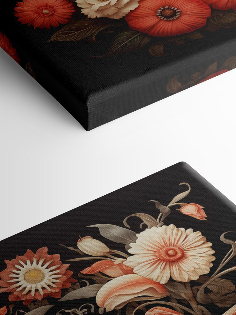 Butterfly and flowers on a black background