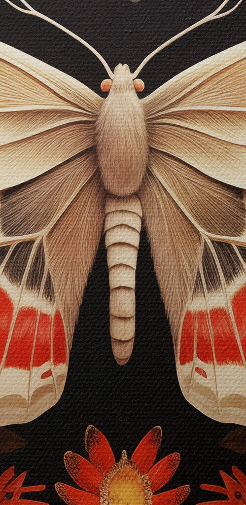 Butterfly and flowers on a black background