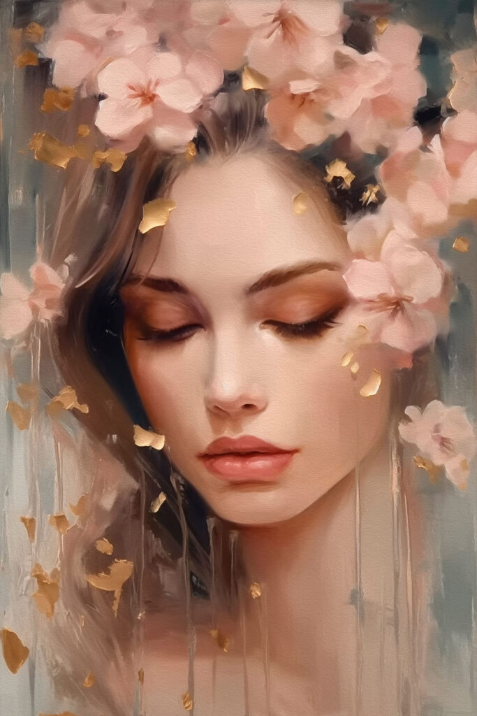 Woman with flowers in her hair Woman with flowers in her hair