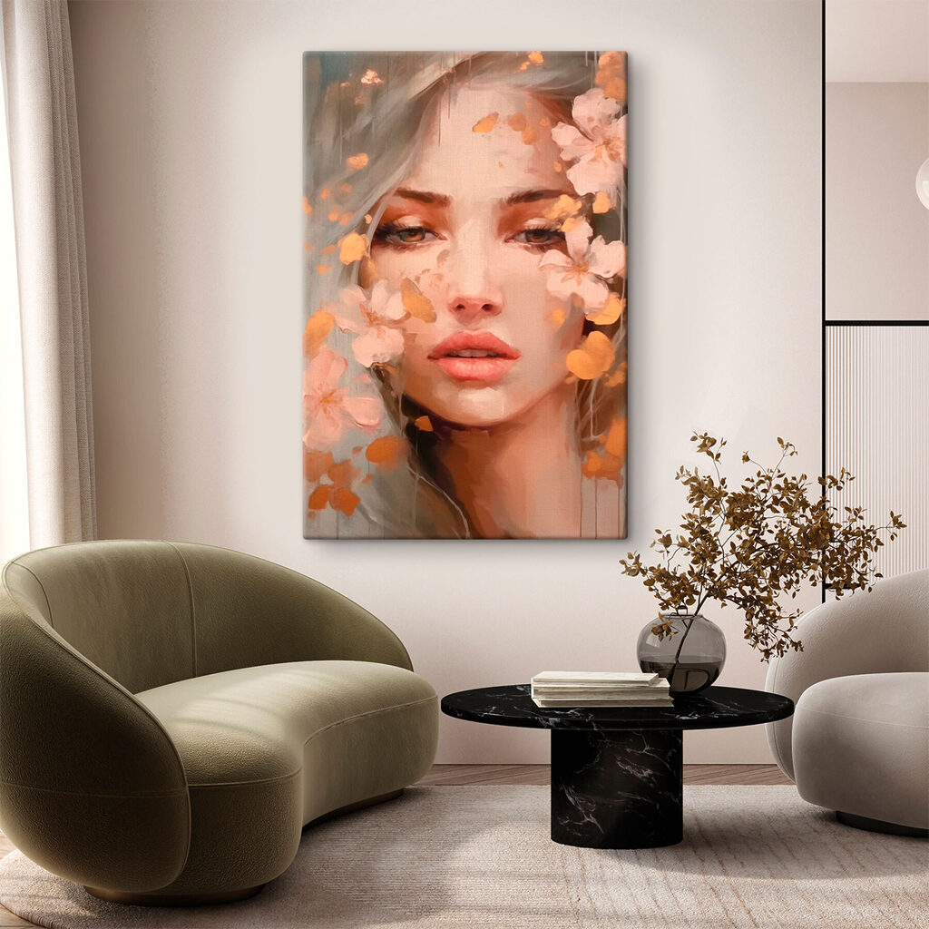 Woman with flowers around her face Woman with flowers around her face