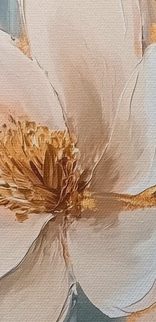 Painting of flowers on a blue background