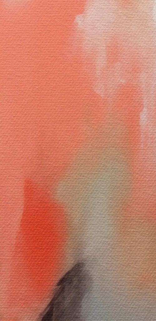 Painting of a person with a pink and grey background Painting of a person with a pink and grey background