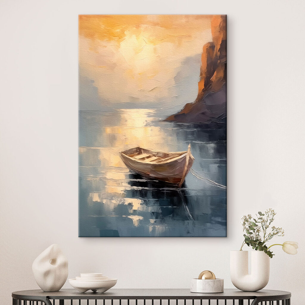 Painting of a boat in water