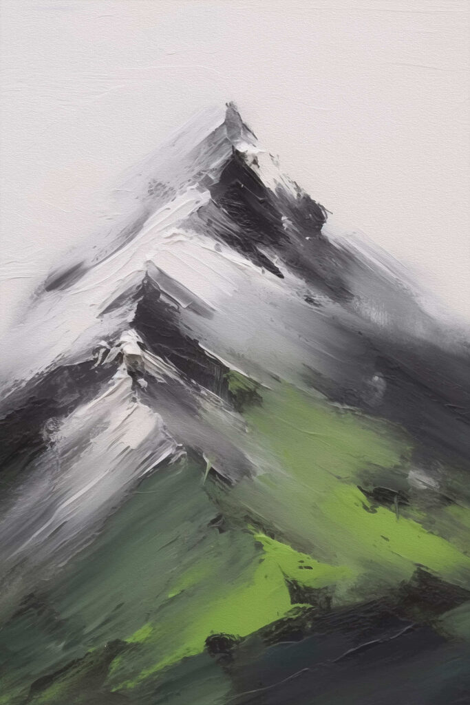 Painting of a mountain peak
