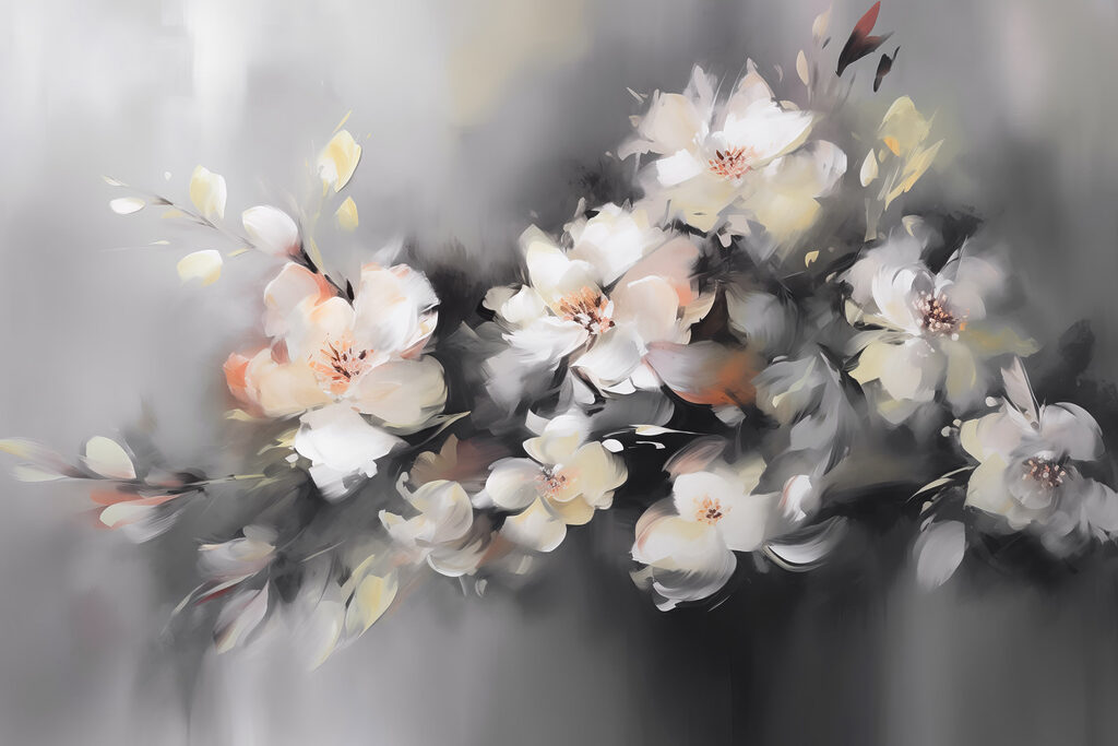 Painting of flowers on a grey background