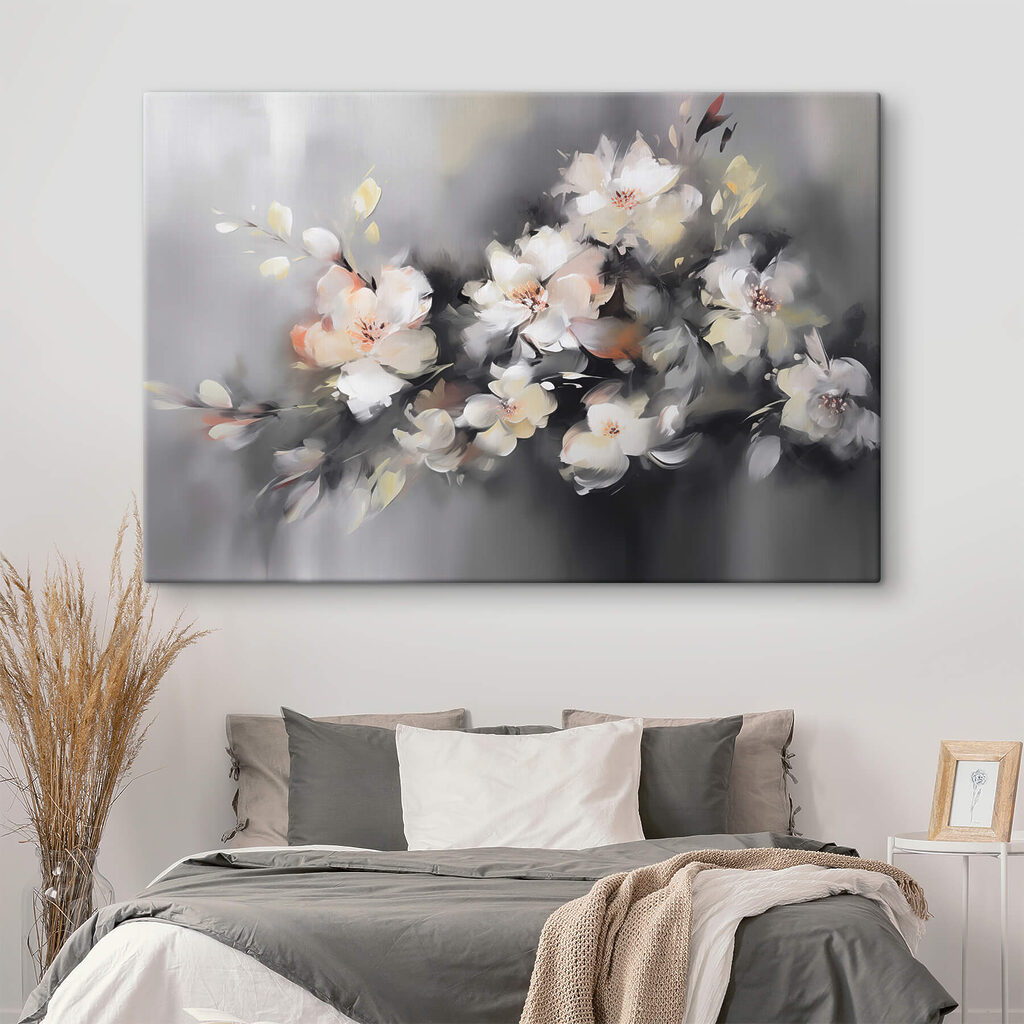 Painting of flowers on a grey background