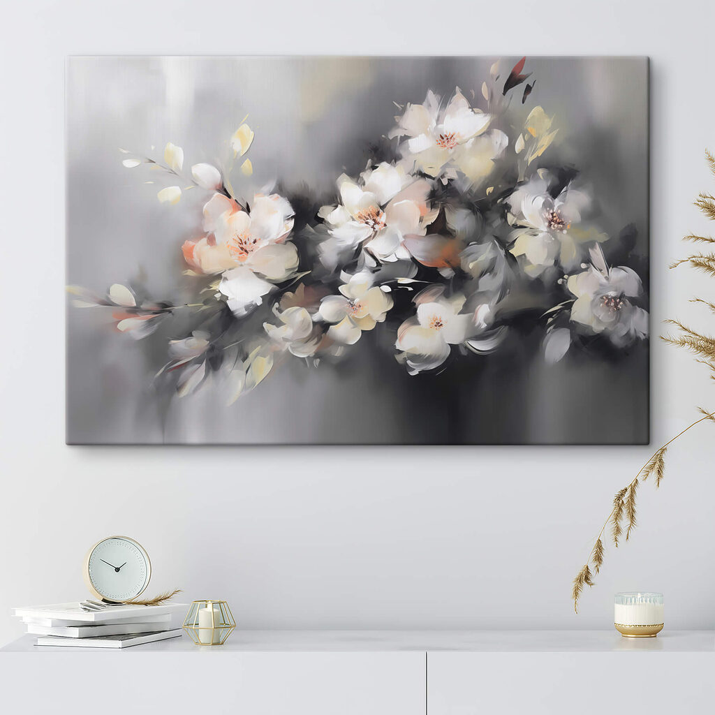 Painting of flowers on a grey background