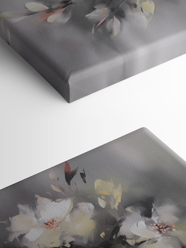 Painting of flowers on a grey background