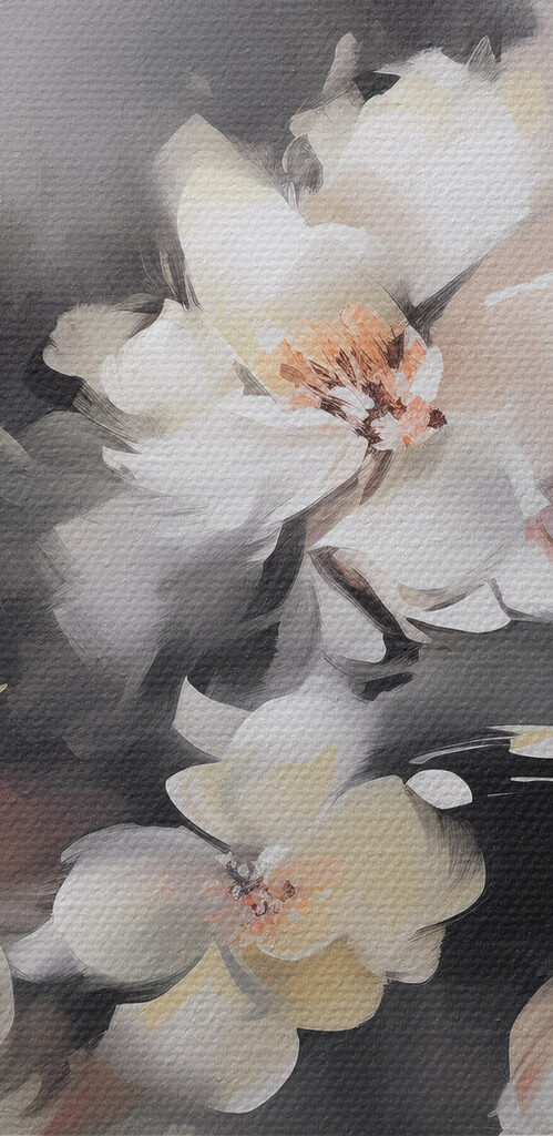 Painting of flowers on a grey background