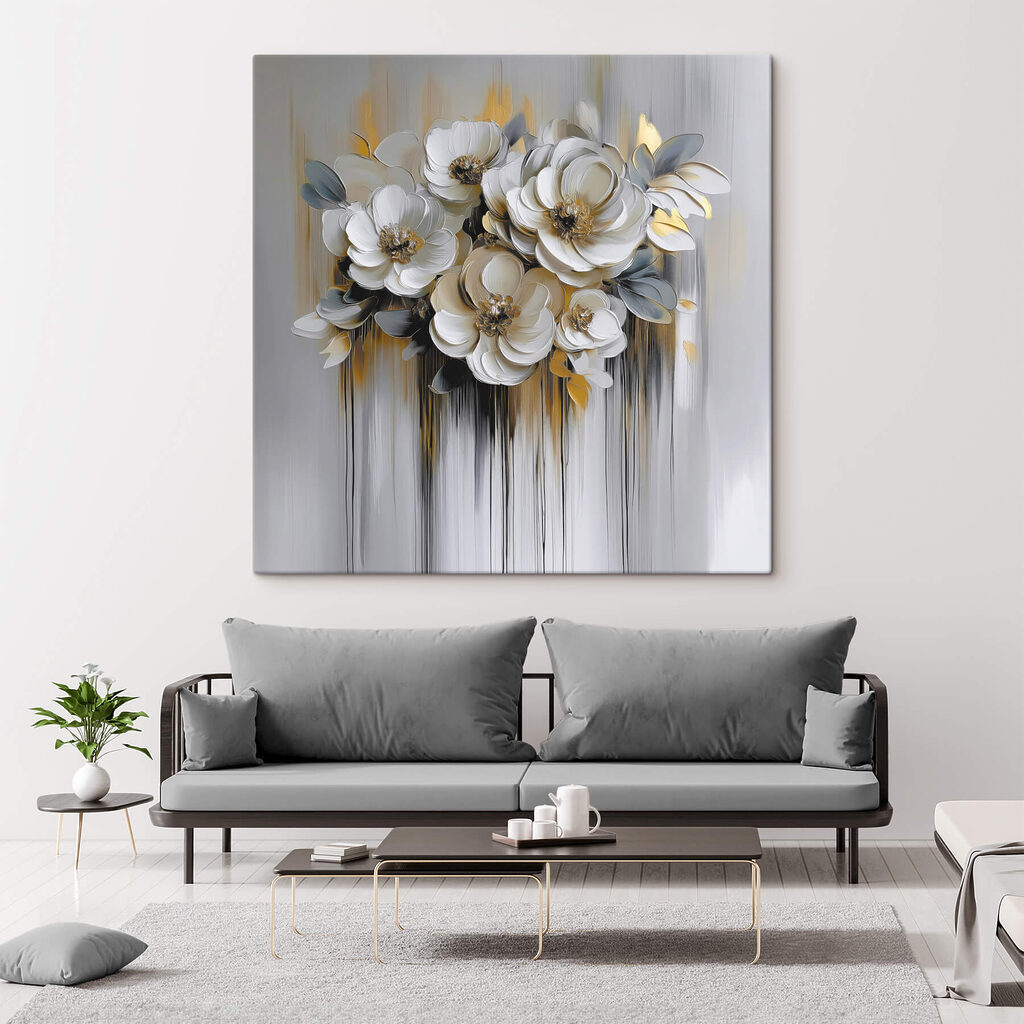Painting of flowers on a white background