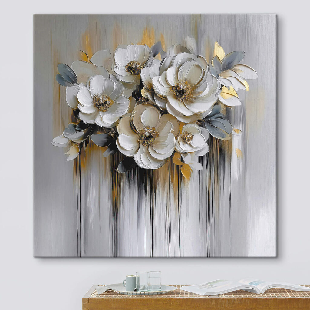Painting of flowers on a white background
