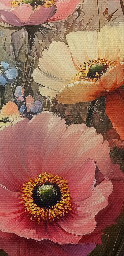 Painting of flowers in a field