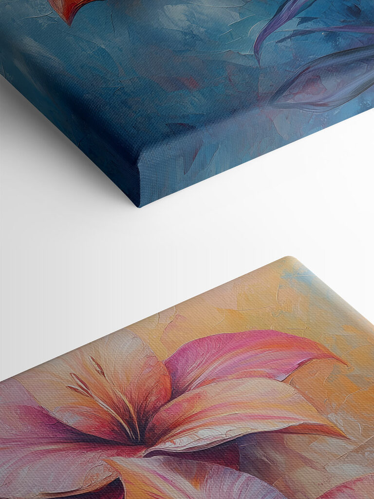 Painting of flowers on a blue background