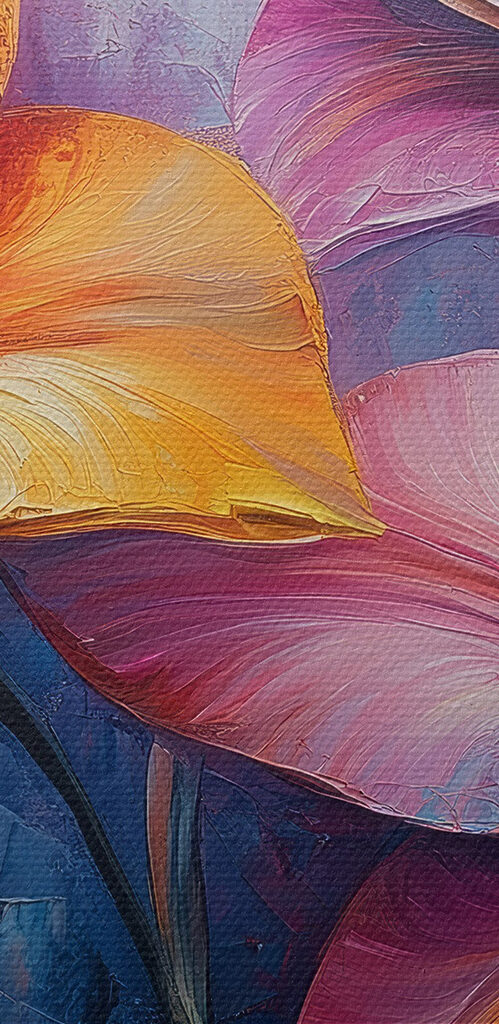 Painting of flowers on a blue background