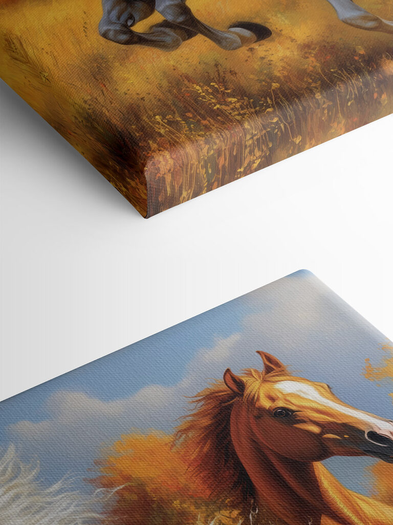 Group of horses running in a field