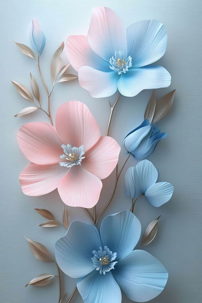 Group of flowers on a white surface Group of flowers on a white surface