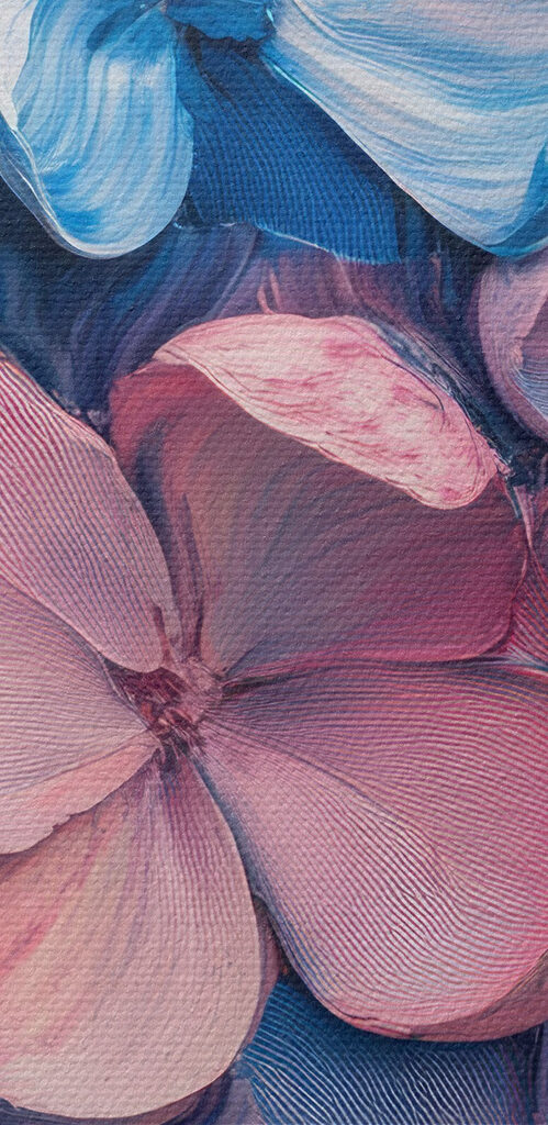 Group of blue and pink flowers