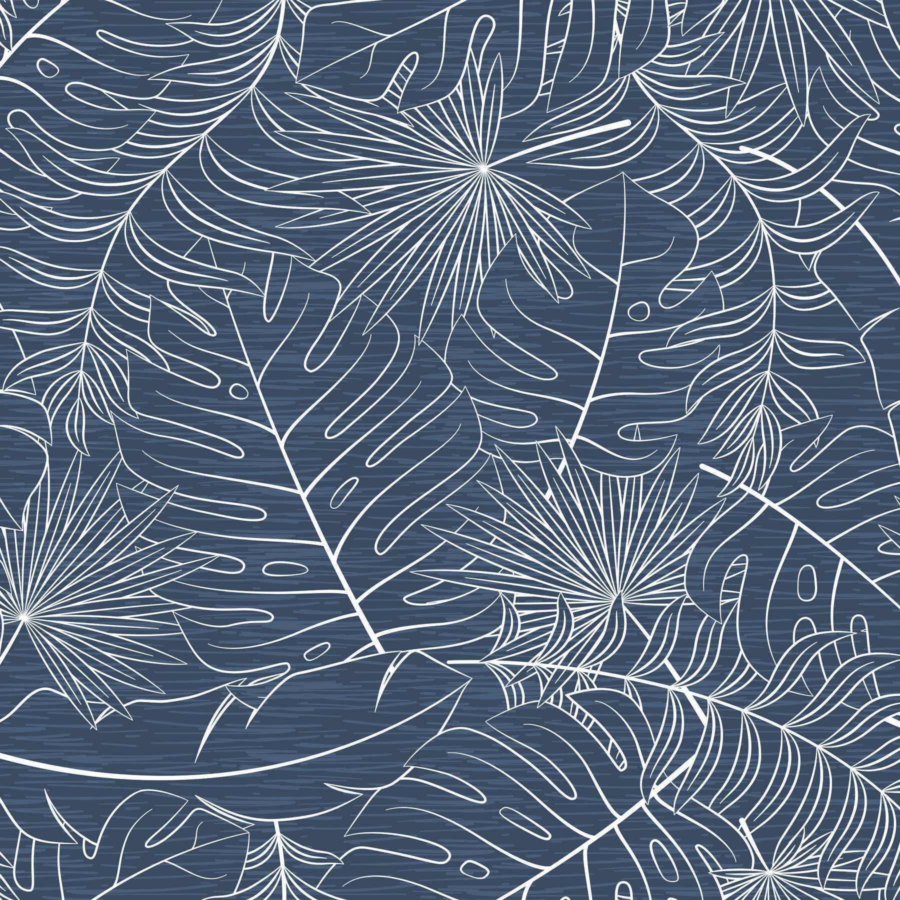 Pattern of leaves on a blue background