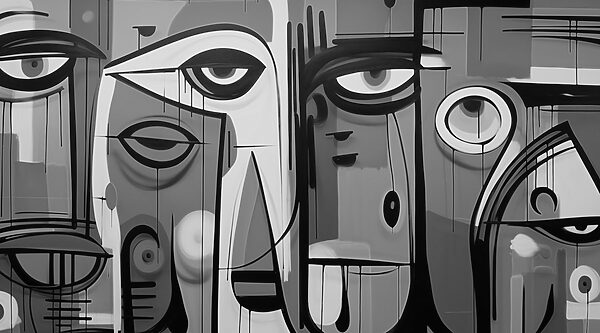 Black and white picture of a face