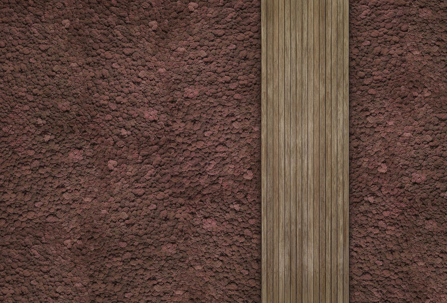 Hnedý koberec s drevenou doskou