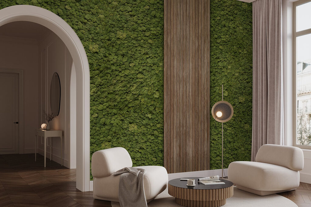 Wood plank on a green carpet