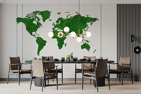 Map of the world made of green plants