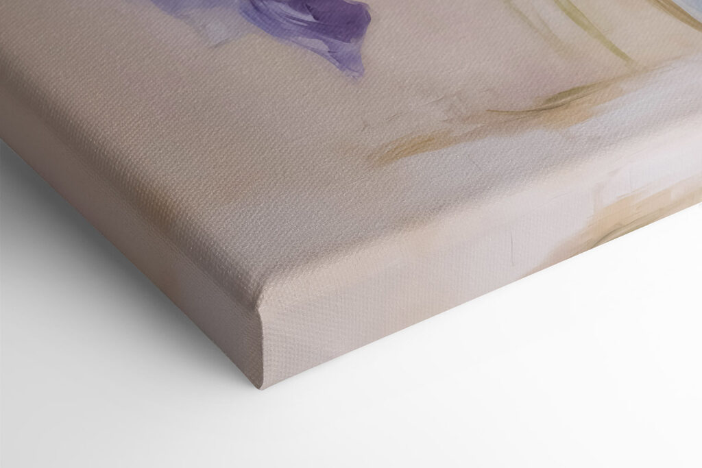 Painting of purple flowers in a vase Painting of purple flowers in a vase