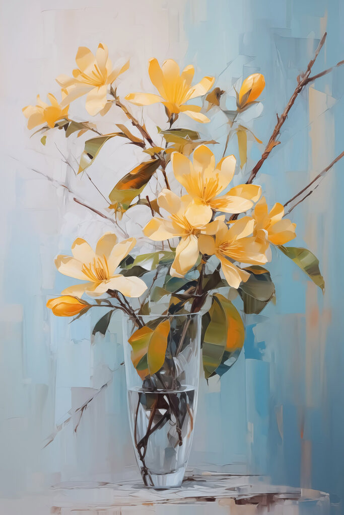 Yellow flowers in a glass vase Yellow flowers in a glass vase