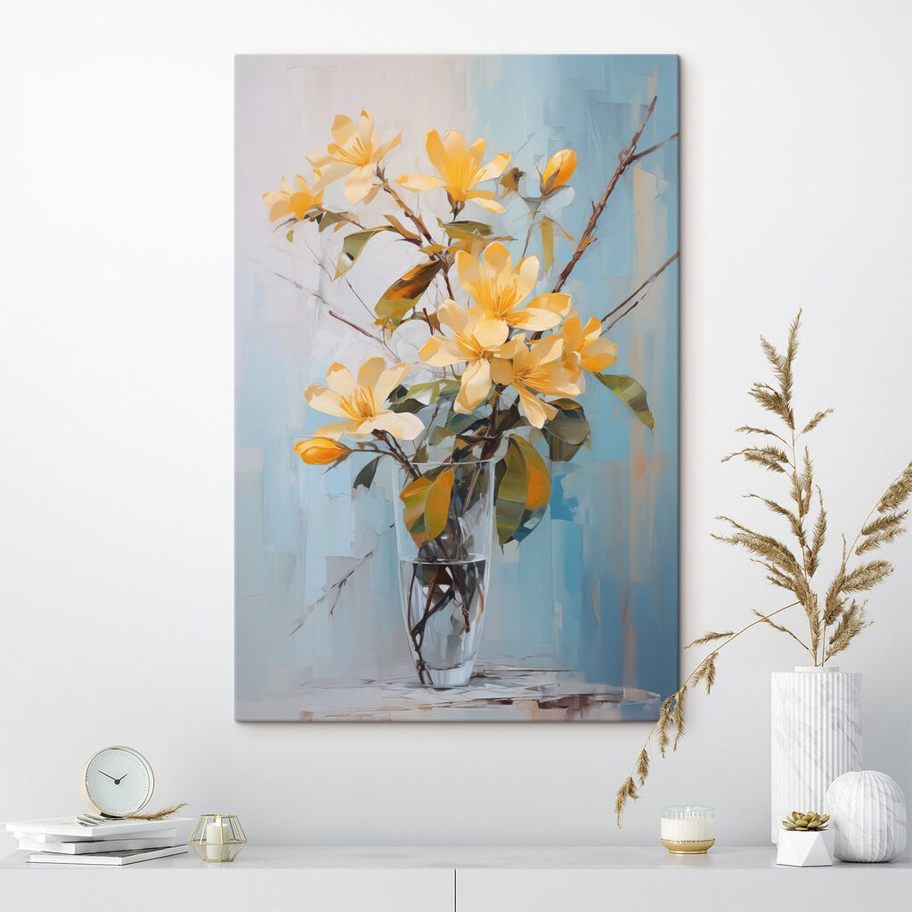 Yellow flowers in a glass vase Yellow flowers in a glass vase