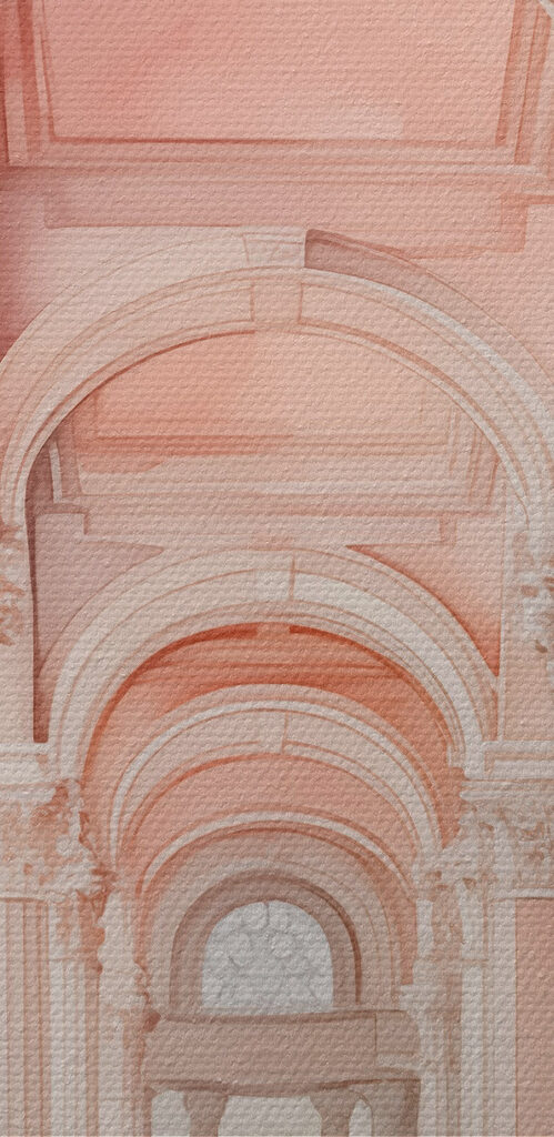 Long corridor with columns Long corridor with columns