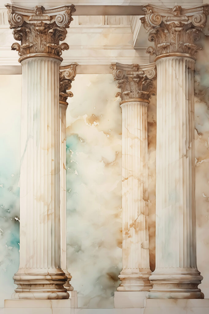 Group of white pillars Group of white pillars