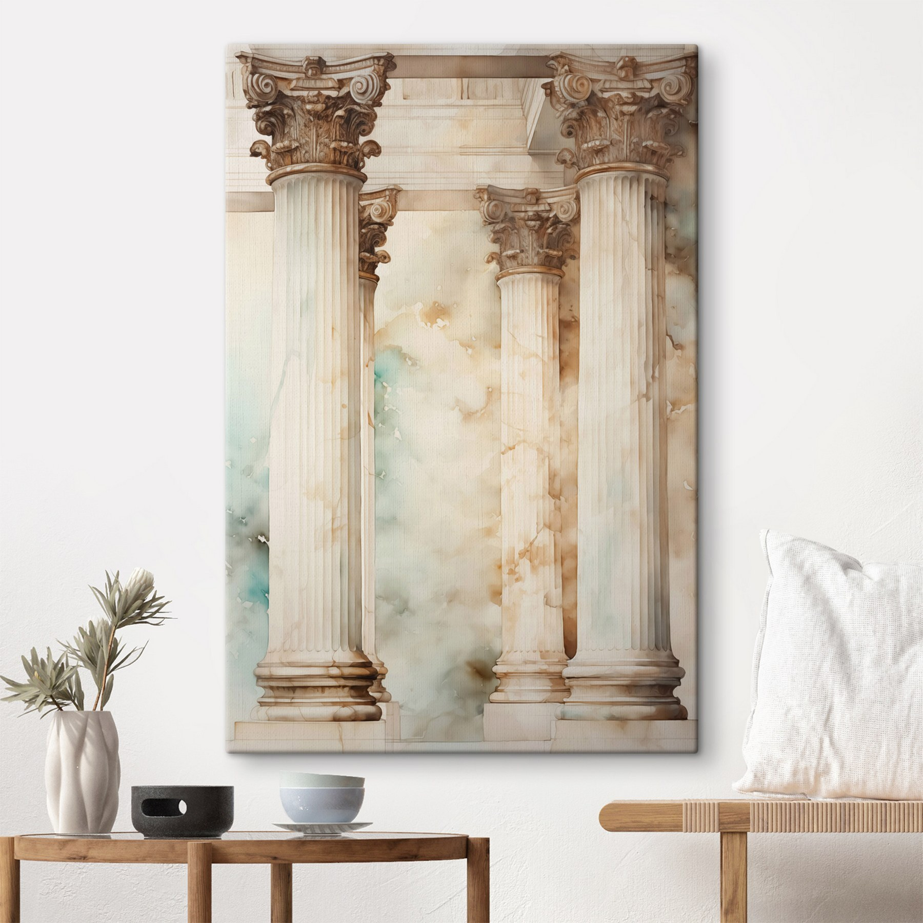 Group of white pillars Group of white pillars