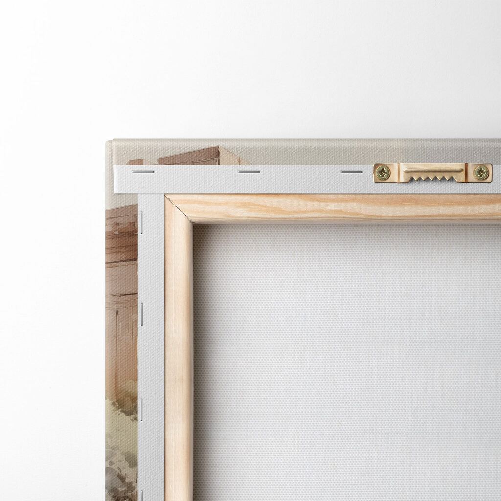 Painting of a stone building with columns Painting of a stone building with columns