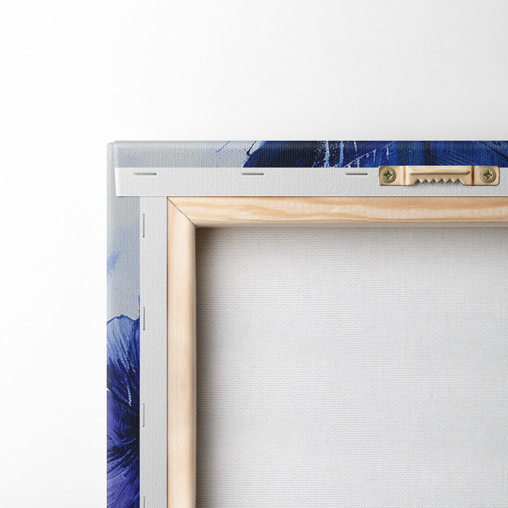 Painting of a woman with blue flowers in her hair