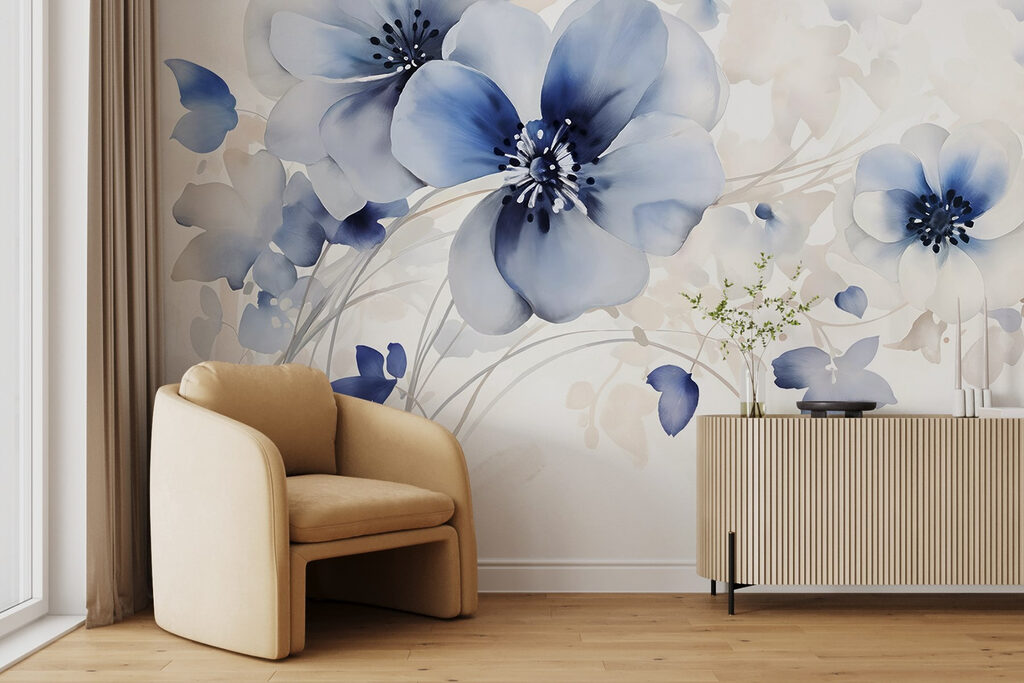 Painting of flowers on a white background