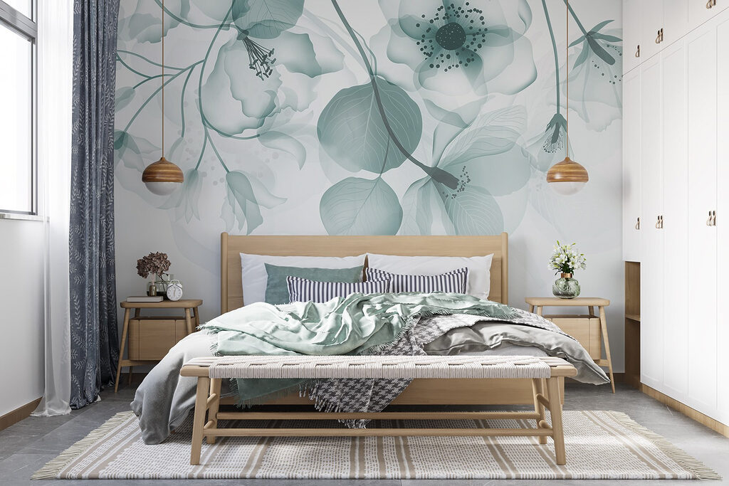 Transparent flowers with leaves